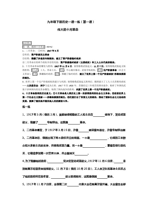 九年级下册历史一课一练1