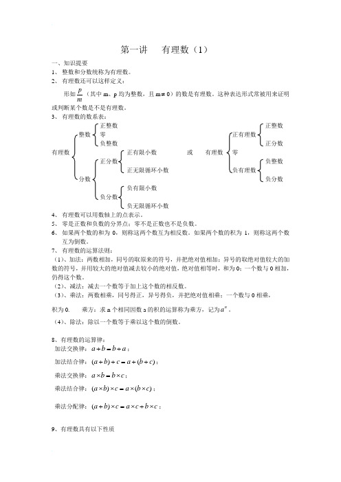 第一讲   七年级有理数的巧算