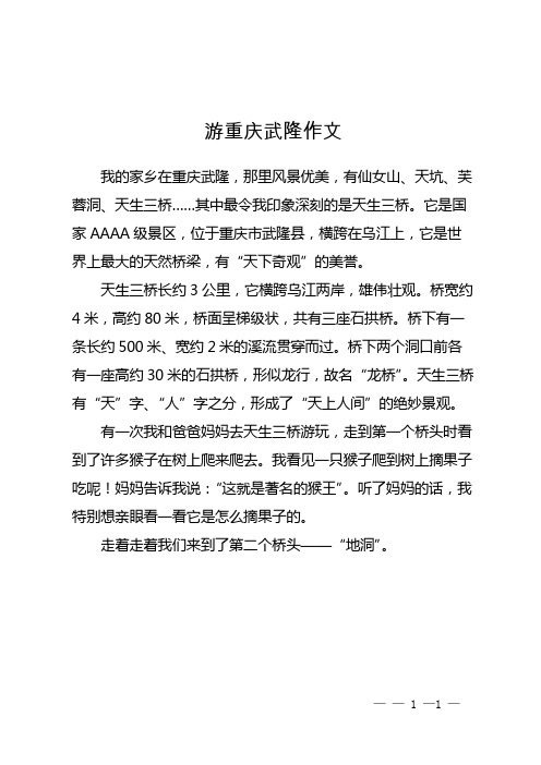 游重庆武隆作文