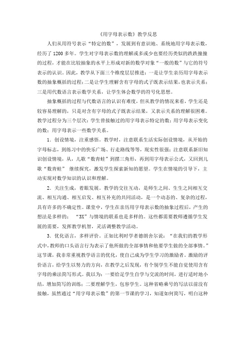 用字母表示数教学反思 (2)
