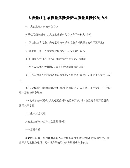 大容量注射剂质量风险分析与质量风险控制方法