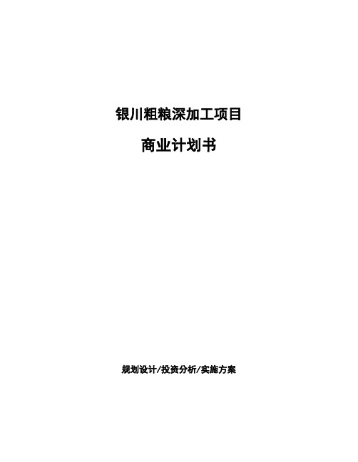 银川粗粮深加工项目商业计划书