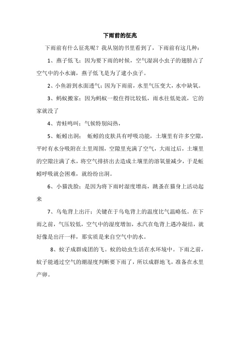 下雨前的征兆