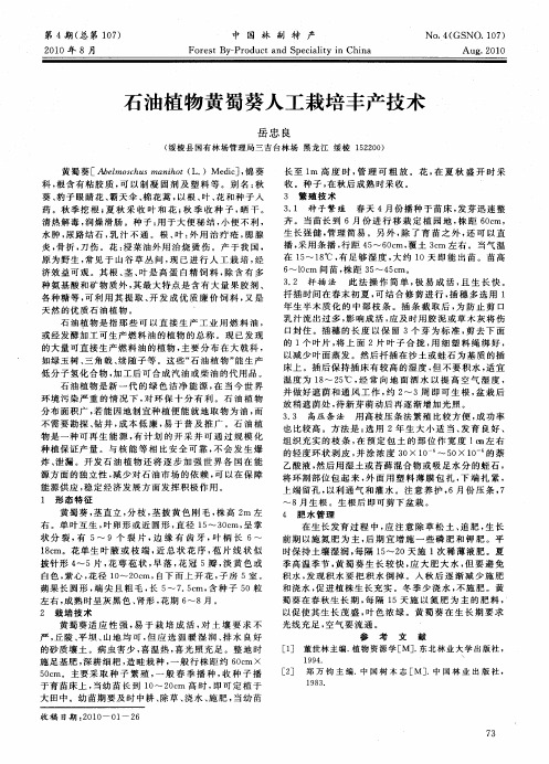 石油植物黄蜀葵人工栽培丰产技术