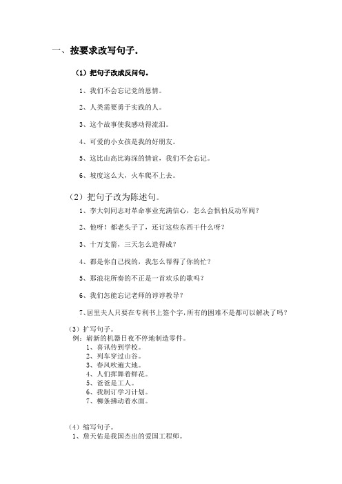 按要求改写句子