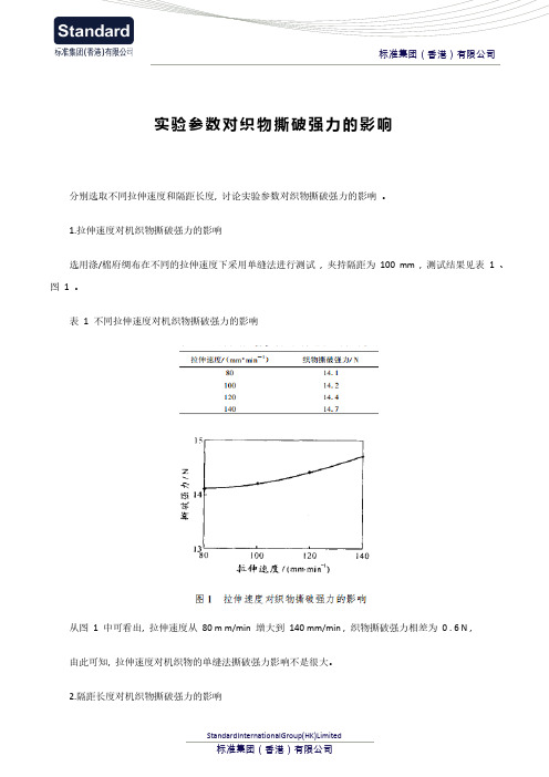 实验参数对织物撕破强力的影响