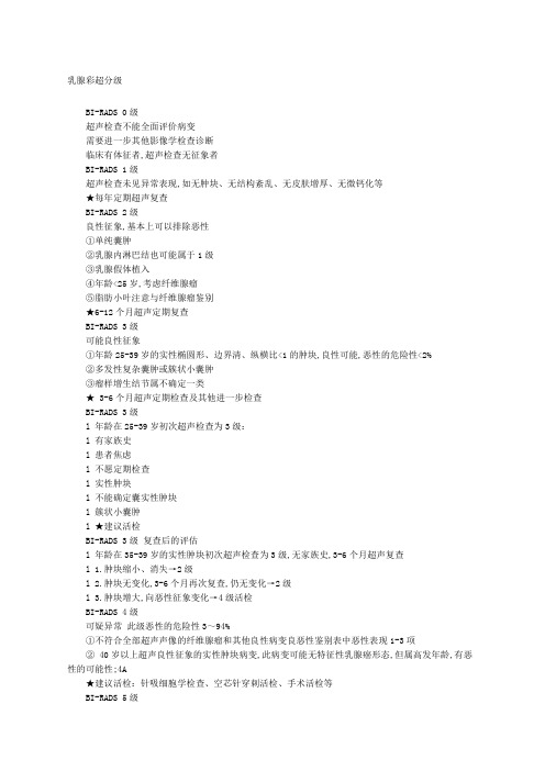 乳腺彩超分级