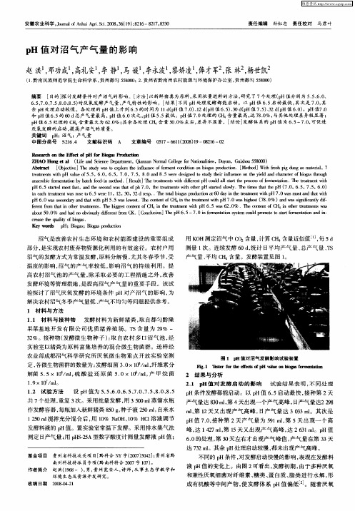 pH值对沼气产气量的影响