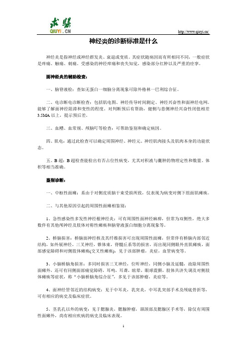 神经炎的诊断标准是什么