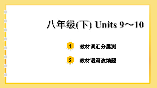 中考英语总复习单词词汇分册分层测验初中人教版教材八年级(下)Units 9~10