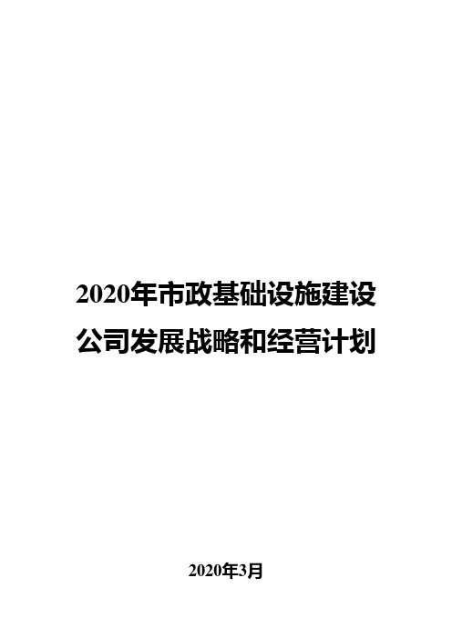 2020年市政基础设施建设公司发展战略和经营计划