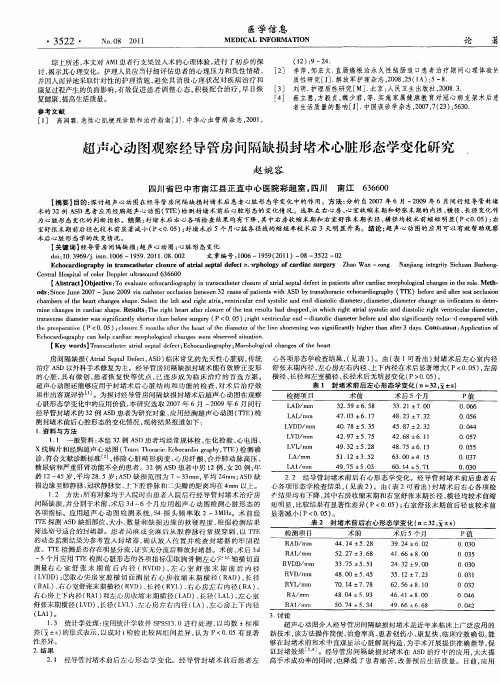 超声心动图观察经导管房间隔缺损封堵术心脏形态学变化研究