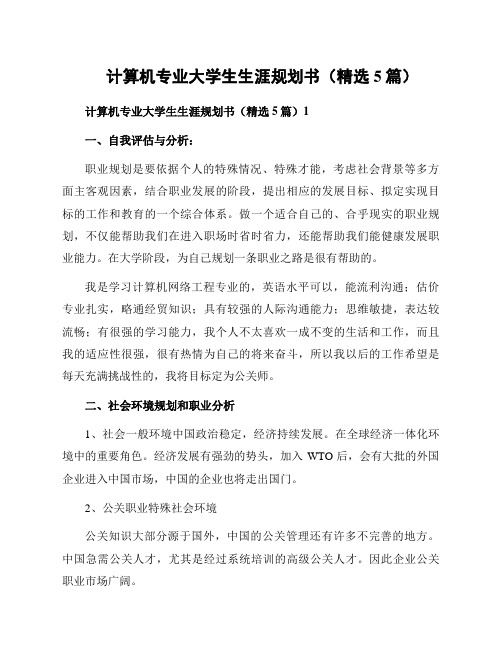 计算机专业大学生生涯规划书(精选5篇)