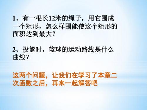 浙教版九年级数学上册1.1二次函数课件(16张PPT)
