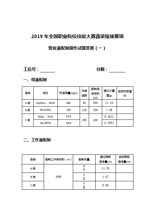 2019年全国职业院校技能大赛蔬菜嫁接试题答案(5题)