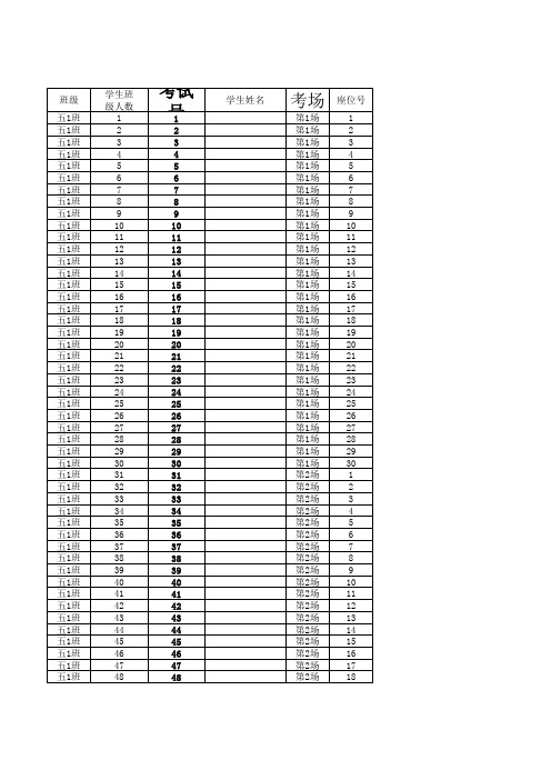 青阳小学年级考场座位编排表2015(年级主任用)