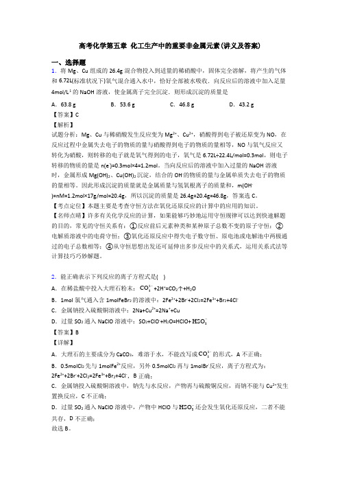 高考化学第五章 化工生产中的重要非金属元素(讲义及答案)