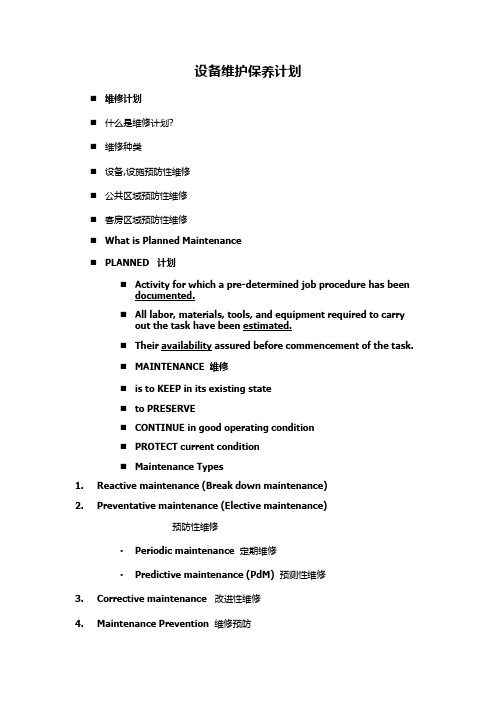 设备维护保养计划