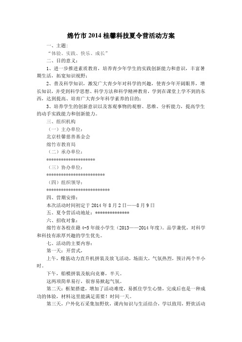 桂馨科技夏令营活动方案