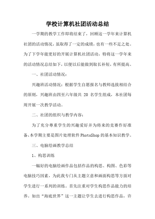 学校计算机社团活动总结