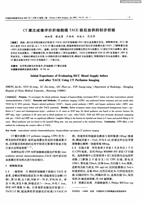 CT灌注成像评价肝细胞癌TACE前后血供的初步经验