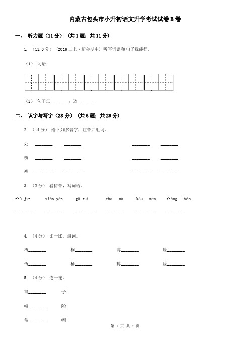 内蒙古包头市小升初语文升学考试试卷B卷