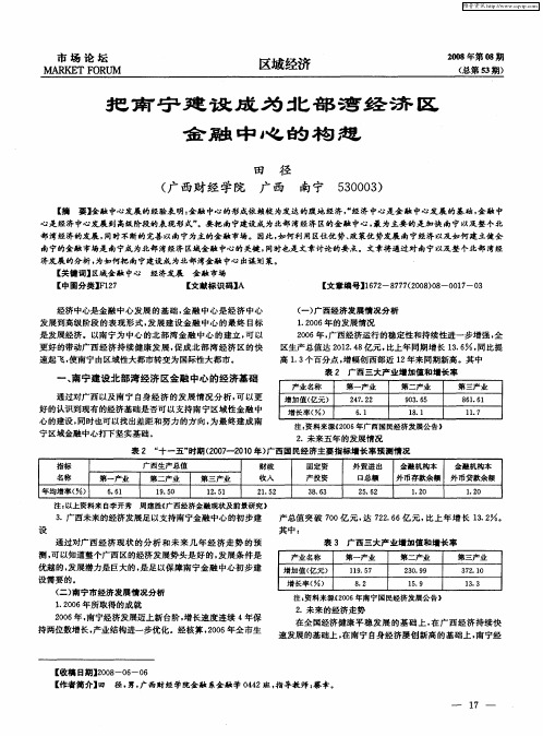 把南宁建设成为北部湾经济区金融中心的构想