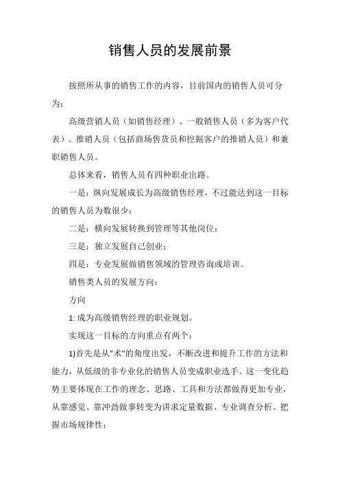 销售人员的发展前景