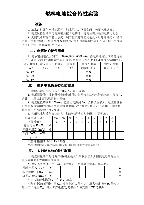 燃料电池综合实验