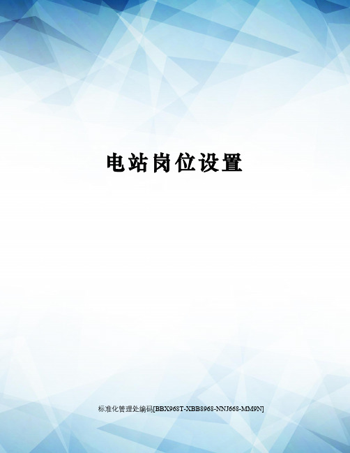 电站岗位设置