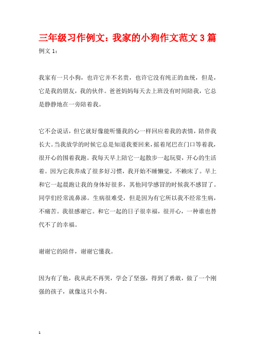 三年级习作例文：我家的小狗作文范文3篇