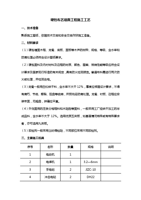 硬包布艺墙面施工工艺标准
