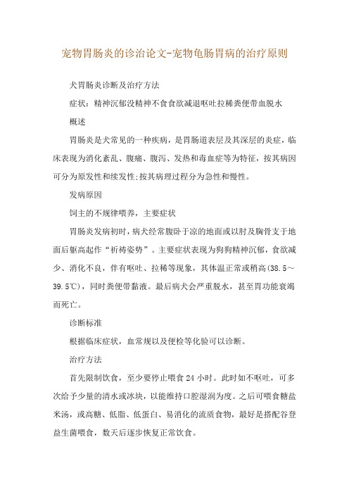 宠物胃肠炎的诊治论文-宠物龟肠胃病的治疗原则