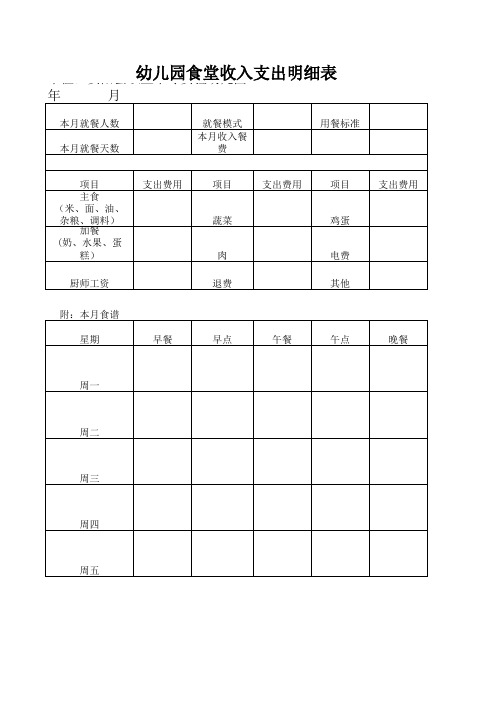 幼儿园食堂收入支出明细表
