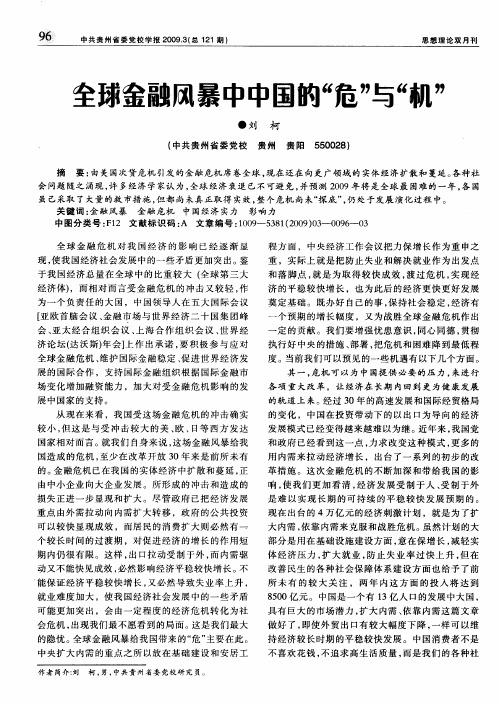 全球金融风暴中中国的“危”与“机”
