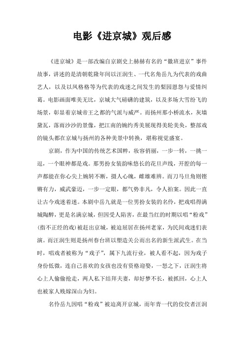 电影《进京城》观后感