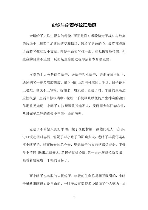 史铁生命若琴弦读后感