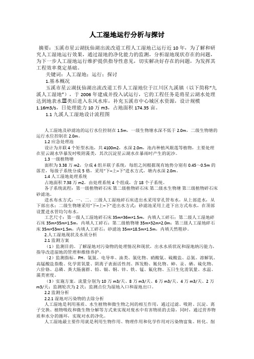 人工湿地运行分析与探讨