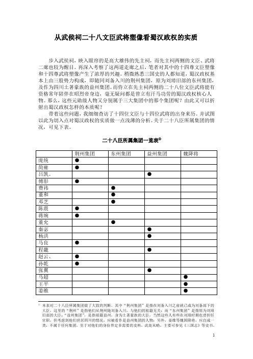 从武侯祠二十八文臣武将塑像看蜀汉政权的实质