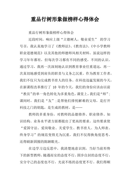 重品行树形象做榜样心得体会