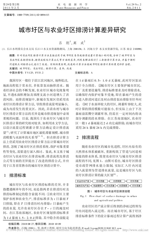 城市圩区与农业圩区排涝计算差异研究
