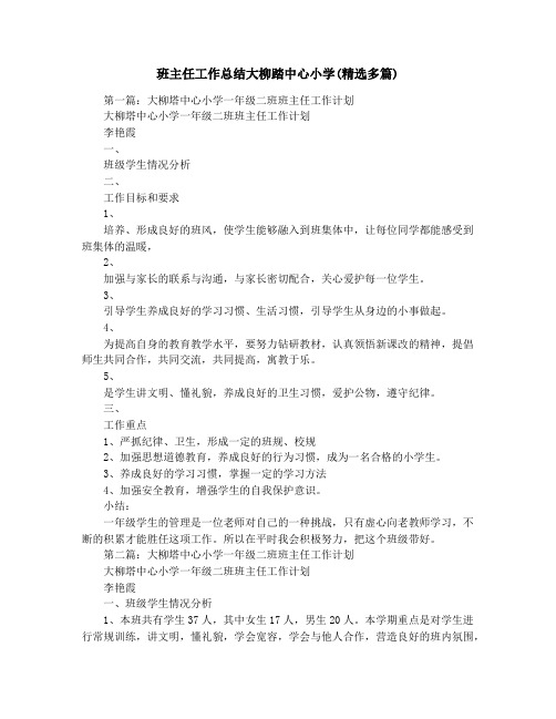 班主任工作总结大柳踏中心小学(精选多篇)