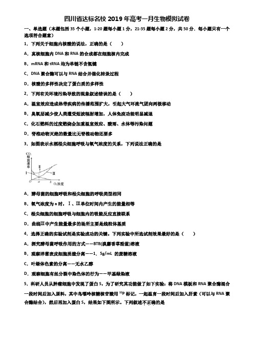 四川省达标名校2019年高考一月生物模拟试卷含解析