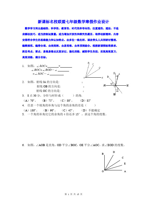 新课标七年级数学寒假作业设计快速提升分数精华版 (55)
