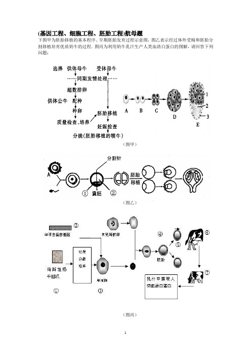 (基因工程、细胞工程、胚胎工程)航母题
