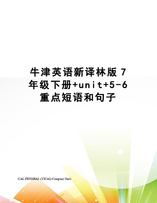 牛津英语新译林版7年级下册+unit+5-6重点短语和句子