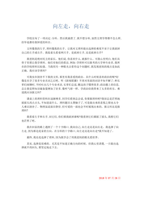 高中作文 向左走,向右走-精品