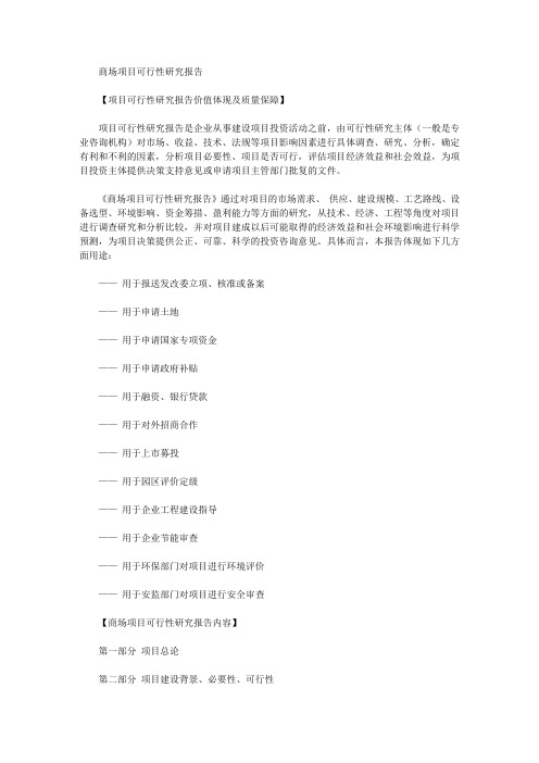 商场项目可行性研究报告【精品】