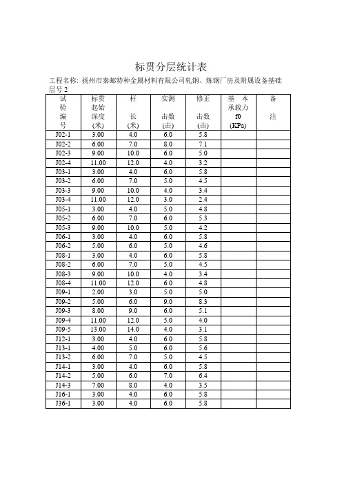 标贯分层统计表