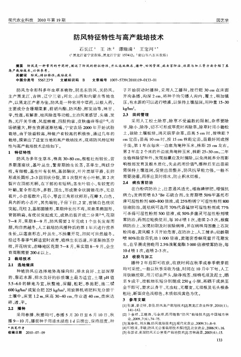 防风特征特性与高产栽培技术